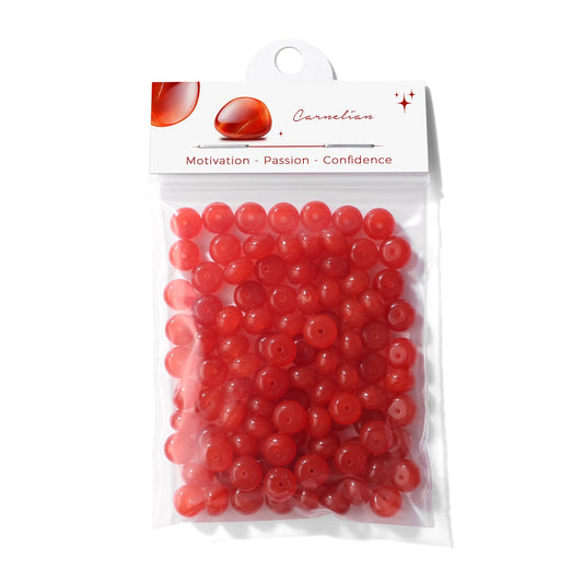 Raicegs 100pcs 5×8mm Rondelle Carnelian Beads Natural Gemstone Beads Abacus Disk Stone Loose Beads for Jewelry Making DIY Bracelets Necklace