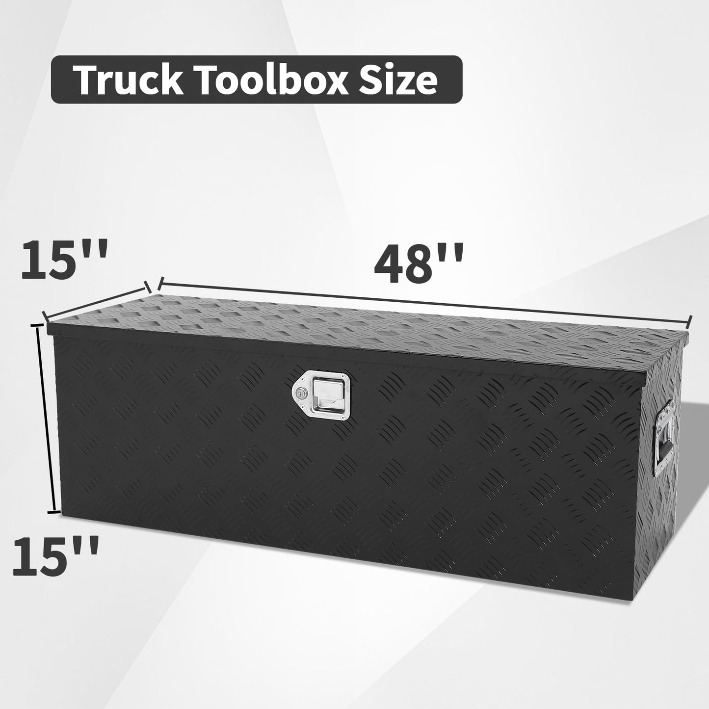 48 inch Truck Tool Box,Aluminum Truck Bed Tool Box w/Handled Lock and keys,Universal Fit for Pickup‌ Truck,Trailer,Vehicle,UTV,ATV-Black,48 X 15 X 15 inch