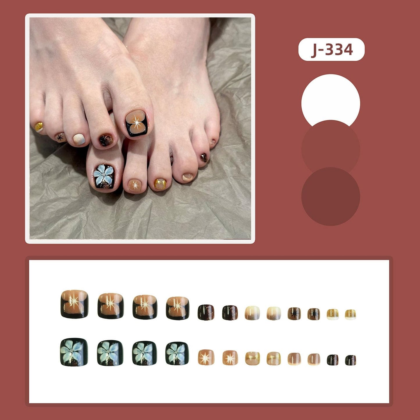 FIEONCIY Press on Toenails with Designs Acrylic Fake Nails for Toe Artificial False Nails with Charms Press on Toe Nails for Spring Summer Stick on Toenails for Women Girls(WSJ2540)