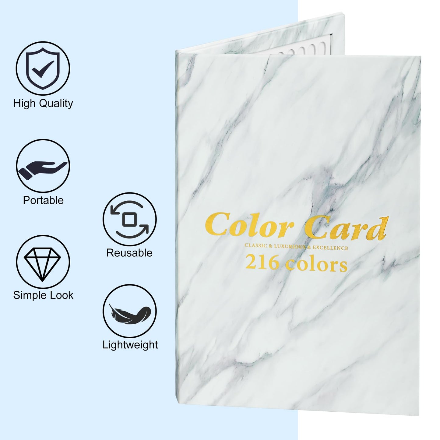 C12rtive 216 Nail Colors Book,Professional Nail Polish Chart Book with 240 Practice Tips & 1-300 Number Labels, Pre-Numbered Slots,Perfect for Salons and Home Use(Marble)
