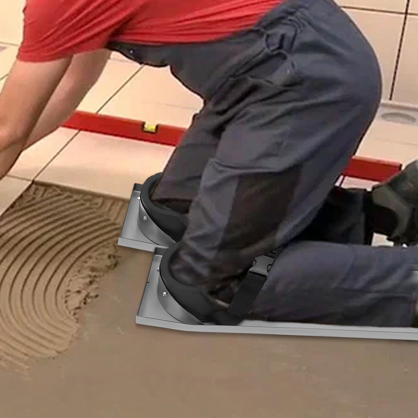 30'' x 8''Concrete Knee Boards, Stainless Steel Slider Knee Boards, Concrete Board Moving Slider Tools w/Concrete Knee Pads and Board Straps for Concrete Finishing