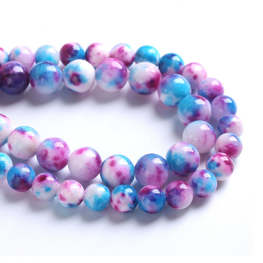 jiejinyu 8MM 46PCS Blue Rose Persian Jade Spacer Loose Beads for Jewelry Making DIY Bracelet Necklace