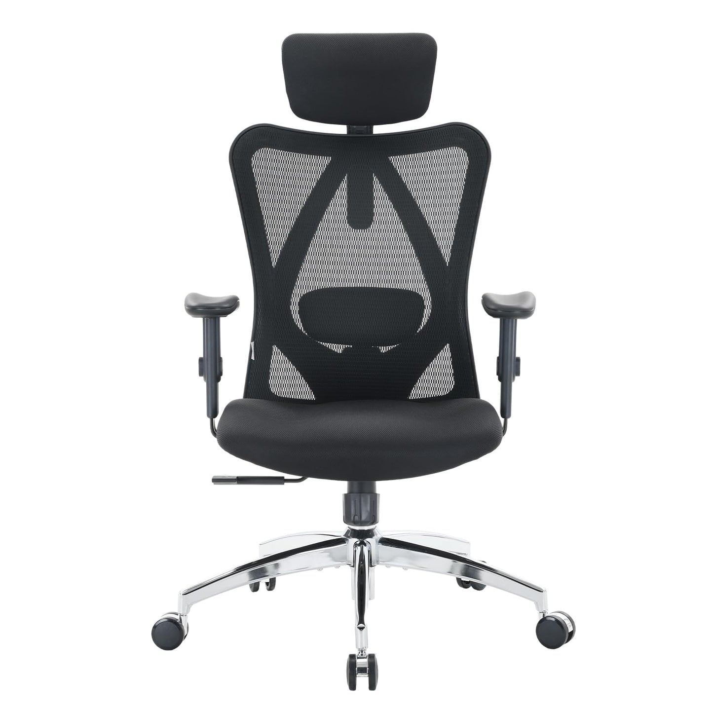 SIHOO M18 Ergonomic Office Chair, High Back Mesh Desk Chair with Adjustable Headrest & Lumbar Support, 330lbs Capacity Computer Chair with 2D Armrests & Wide Cushion, Tilt Lock, for Home Office-Black