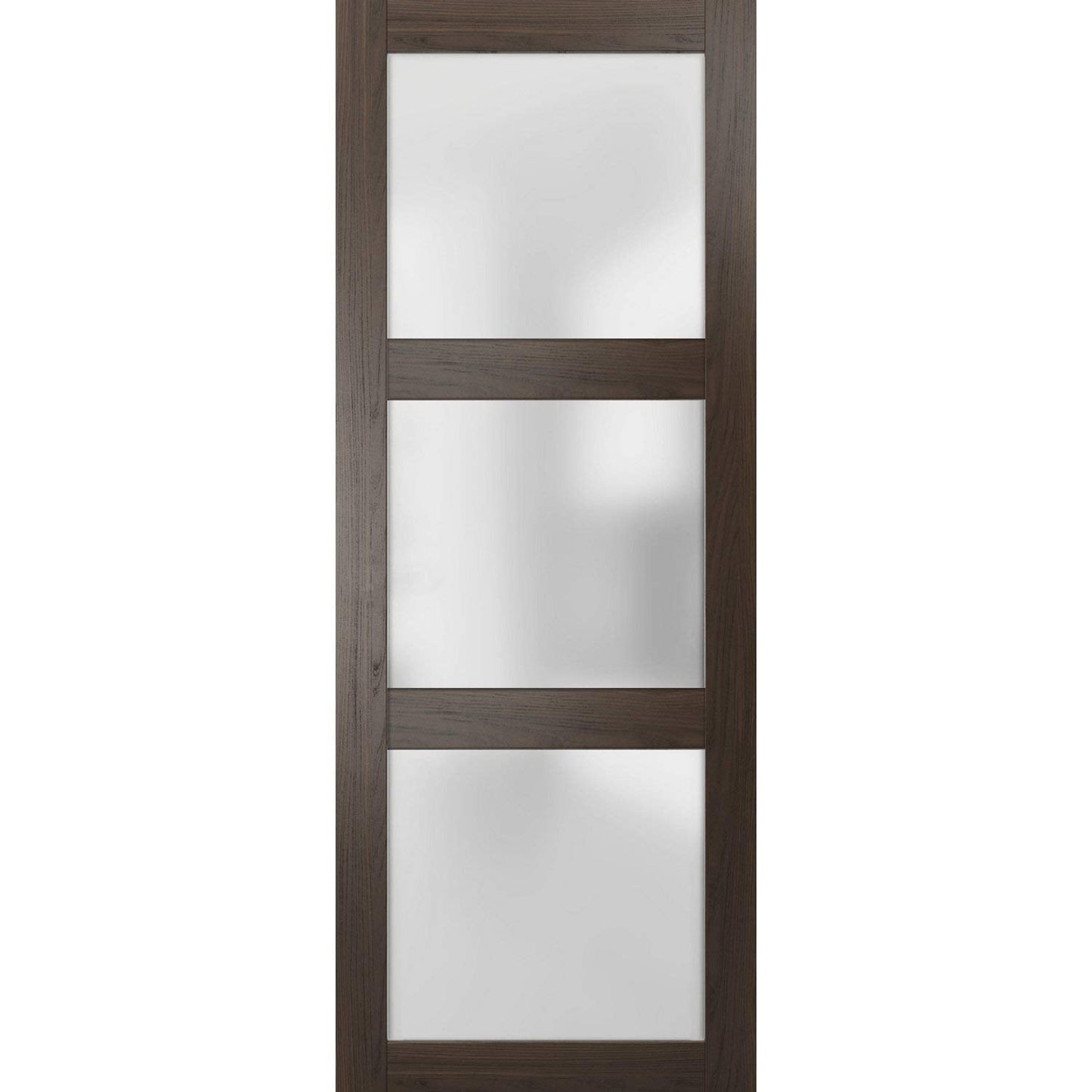 SARTODOORS Slab Barn Door Panel Frosted Glass | Lucia 2552 Chocolate Ash | Sturdy Finished Doors | Pocket Closet Sliding-36 x 96"