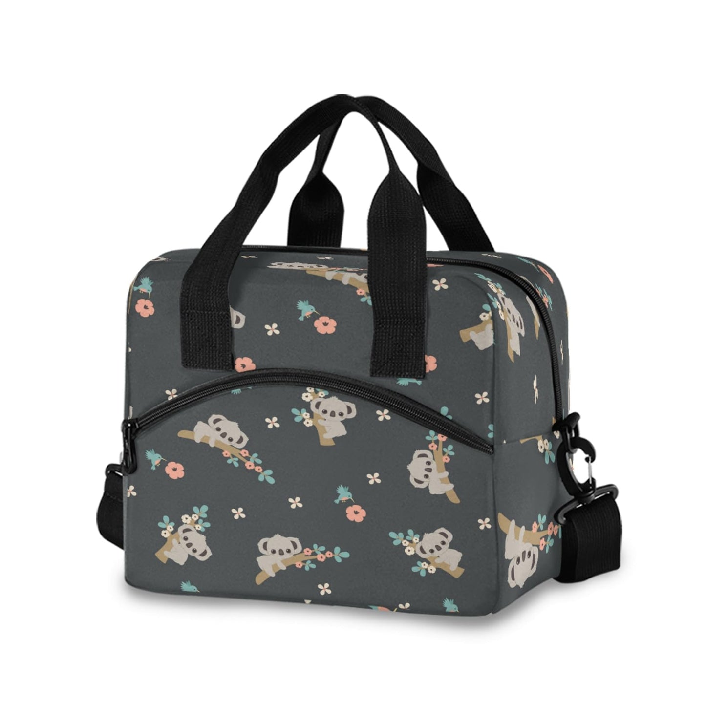 OREZI Kids Lunch Bag Girls Boys Children Student Women School Work Travel,Insulated Lunch Box Lunch Organizer Cooler Bento Bags with Adjustable Strap(Cute Floral Koala)