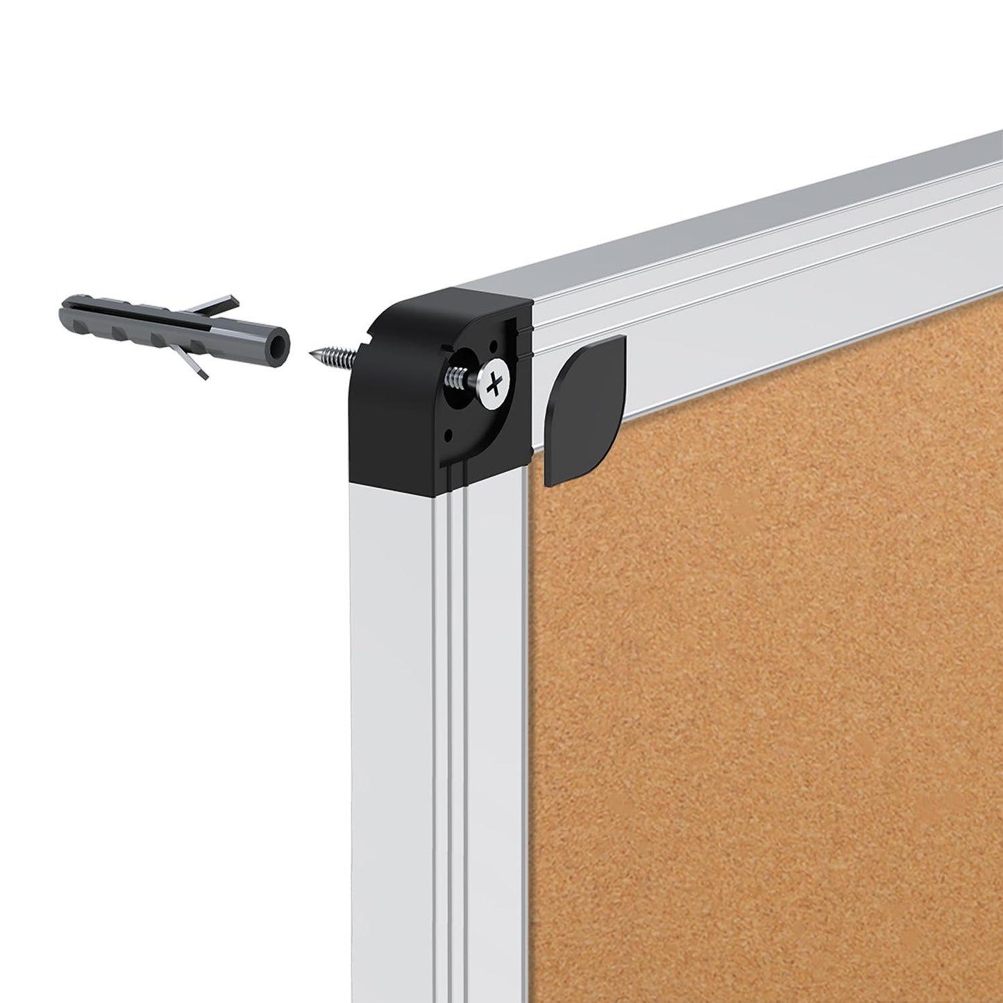 VIZ-PRO 60" x 36" Large Cork Bulletin Board, Foldable & Wall-Mounted Notice Pin Board with Silver Aluminum Frame, for School Home Office - 5' x 3' Corkboard