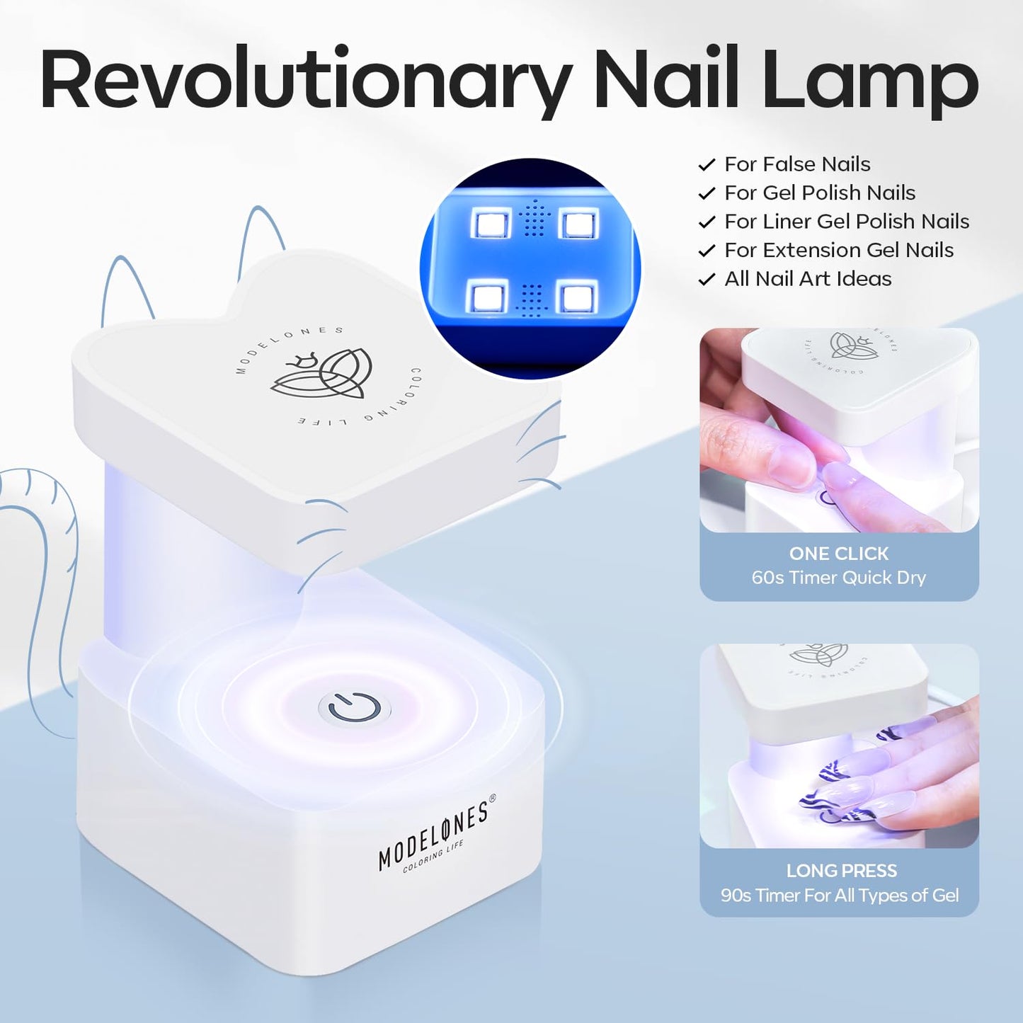 modelones X Nail Gel Kit Extra Short Almond, 9-in-One Nail Glue with Mini UV Light 216Pcs 12Sizes Pre-Etched Press ons Fake Acrylic Extension Kit DIY Salon Gift for Women