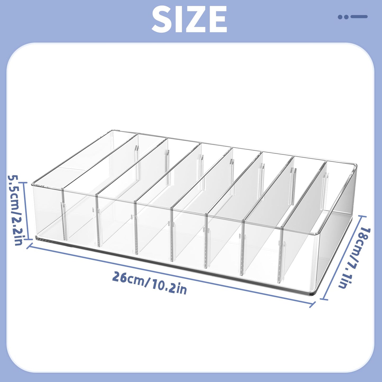 JINGHANGER Large Cash Organizer 8 Sections Clear Money Budget Tray Organizer Plastic Divider Bill Storage Holder for Money Budget Envelopes, Palette Makeup, Cables and More, 10 x 7 x 2.2 Inch