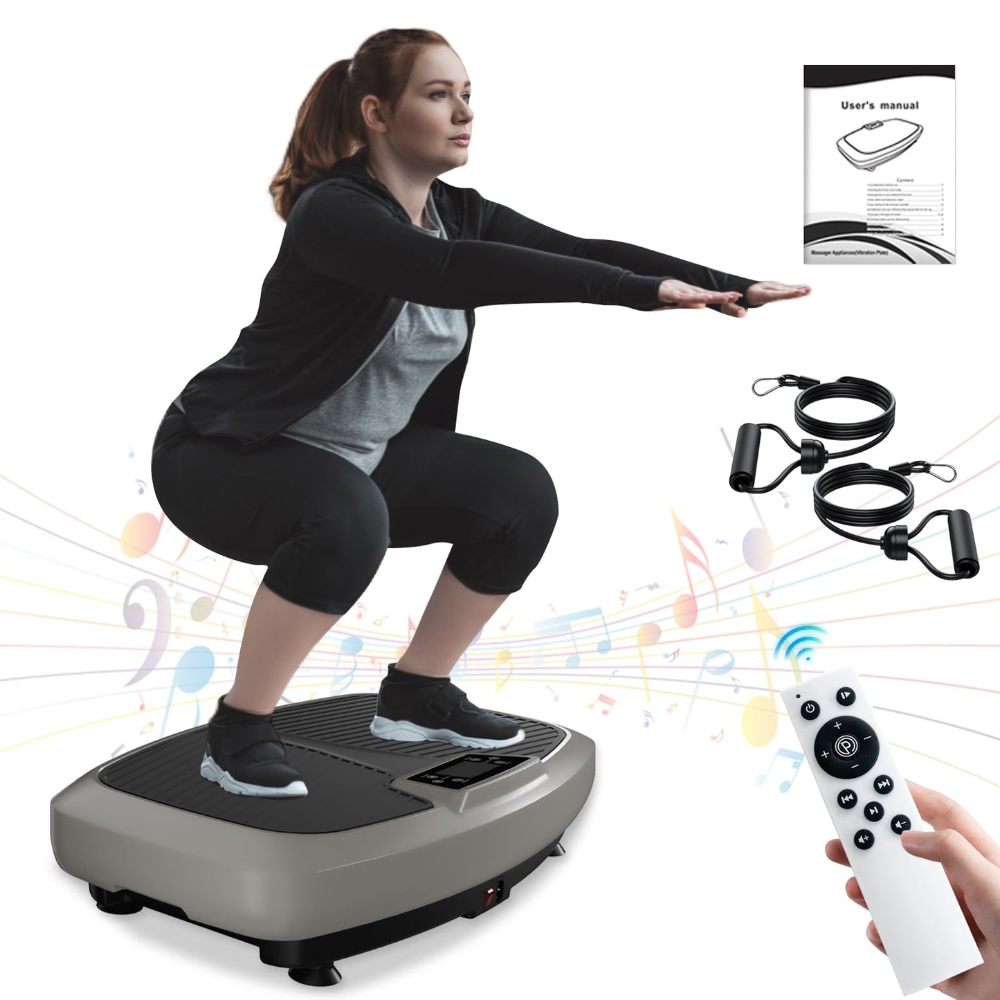 Natini Vibration Plate, Vibration Plate Exercise Machine 400lbs Capacity, Vibration Plate for Lymphatic Drainage with Bluetooth Speaker, Home Fitness Equipment for Weight Loss & Toning(Jumbo Size)