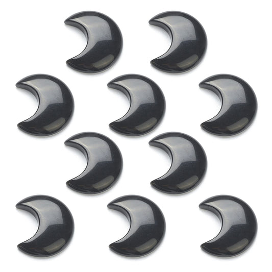 SUPERFINDINGS 10Pcs Natural Obsidian Cabochons Crescent Moon Black Gemstone Healing Crescent New Carved Stones Crystal Worry Stones for Jewelry Making Meditation Balancing Pendant Decor