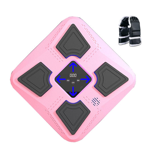 Rock88 Music Boxing Machine,Wall Mount Beat Box Trainer with Gloves,Interactive Boxing Target with LED Display for Living Room,Pink,with Gloves