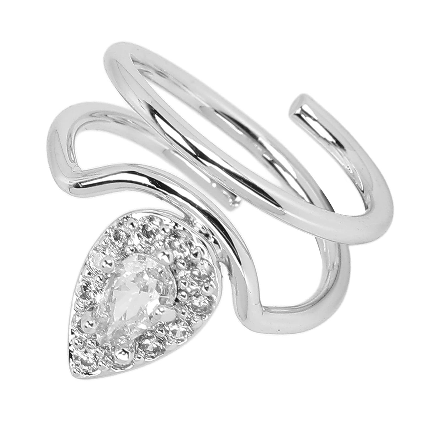 Rhinestone Nail Rings - Fingertip Jewelry for Nail Art Decoration - Valentine's Day Gift for Women (Platinum)