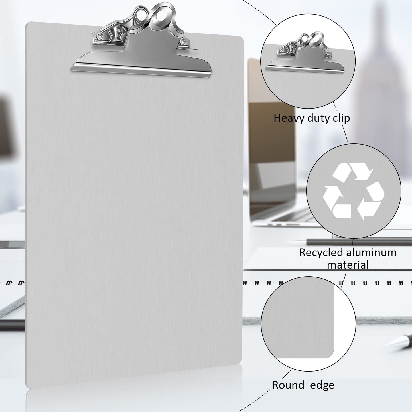 Mimorou 8 Pcs Metal Clipboard Heavy Duty Aluminum Clipboards 12 x 9 Inch Metal Clip Board with Low Profile Clip A4 Letter Size Document Holder for Office School Medical Jobsite Laboratory