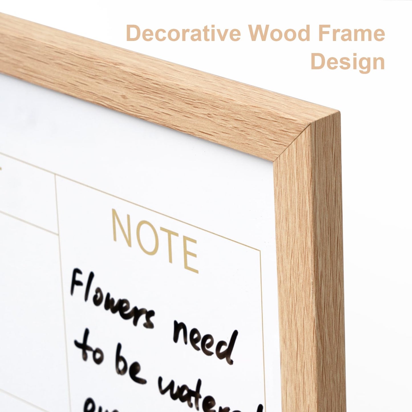 ARCOBIS Calendar Whiteboard with Cork Board, 24"x18" Wood Frame Dry Erase Calendar for Wall, Magnetic Monthly Combination Board for Home, Office, School, Kitchen, Beige