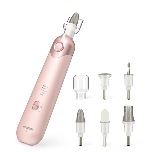 Professional Manicure Pedicure Kit, Electric Nail File Set, Cordless Electric Nail Drill Machine, 5 Speeds Hand Foot Care Tool for Nail Grind Trim Polish (Pink)