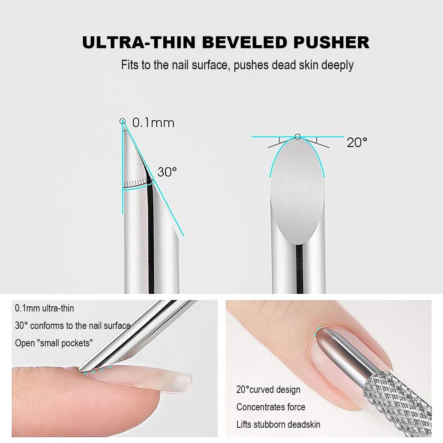 HaimiLiya Pre-treatment Loop Cuticle Pusher and 100/150/180/240 Grit Sandpaper Sheets Nail Brush Set, Nail Care Nail Prep for Manicure Pedicure Nail Art