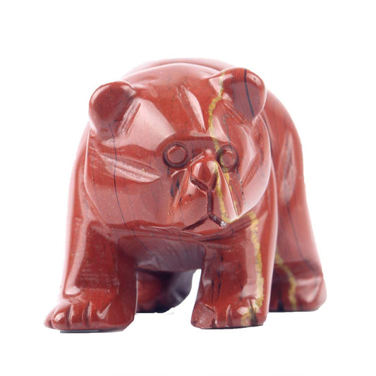 38mm Red Jasper Natural Beads Semi Stone Carved Bear Statue Chakra Healing Reiki Crafts (Red Jasper)