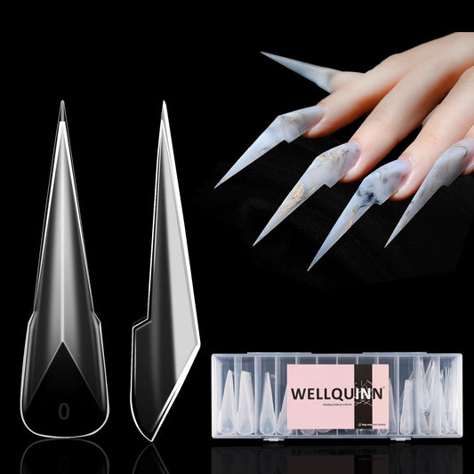 Wellquinn Mecha Dragon Claw Dual Nail Forms, Extra Long Stiletto Cat Claw Nail Mold for Acrylic Builder Gel Extension, Anti-Spill Back Design, Reusable Sculpting Forms for Salon Creative Nail Art