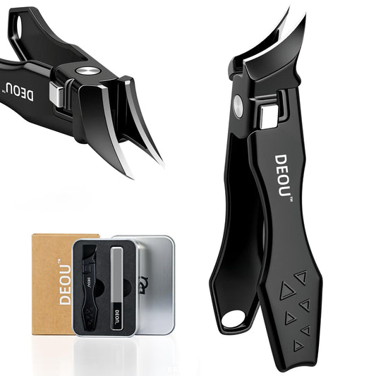 DEOU Ingrown Toenail Clippers with Nail File, Premium Stainless Steel Oblique Cutter, Anti-Splash One-Piece Casting, Manicure Tool with Keyhole, Gift Box for Thick/Hard/Fungal Nails