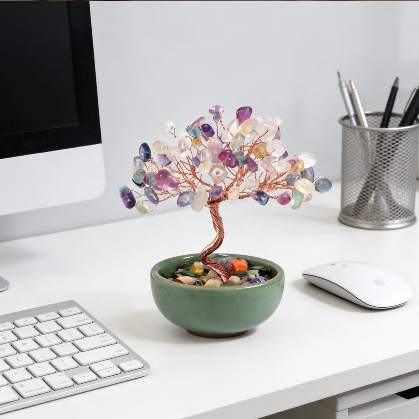 Fsfsdg Tree of Life Natural Crystal Tree Healing Gemstone Bonsai Home Decor Spiritual Decor for Offices