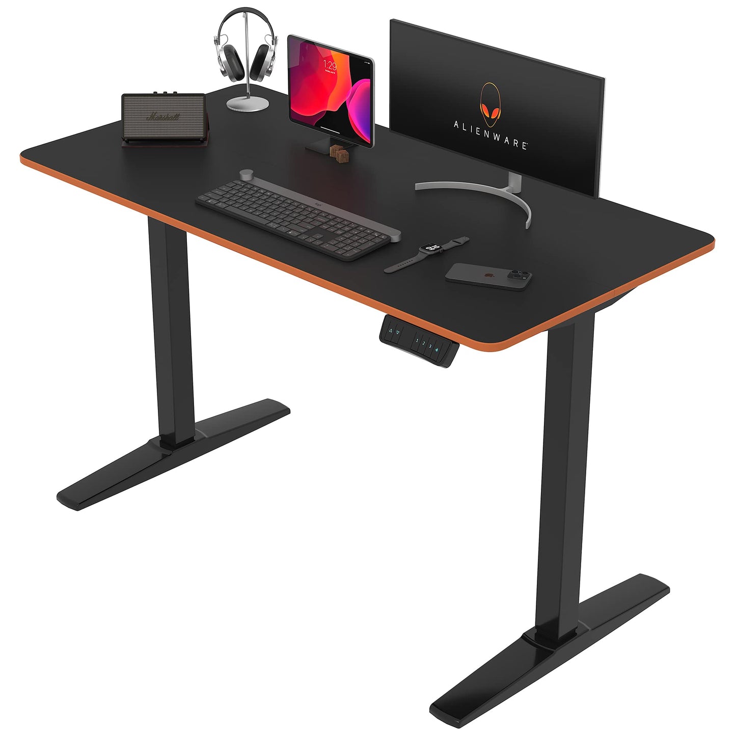 Monomi Height Adjustable Electric Standing Desk, 48 x 24 Inches Sit Stand up Desk, Memory Computer Home Office Desk (Black Frame+ Black Top)
