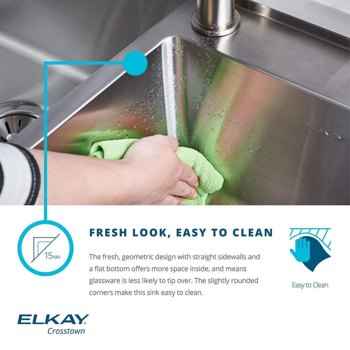 Elkay Crosstown 16 Gauge Stainless Steel 30-3/4" x 18-1/2" x 10" Equal Double Bowl Undermount Sink Kit with Faucet