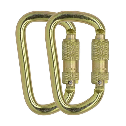 Auto Locking Carabiner 45KN=10000lbs Heavy Duty Large Clip Climbing Carabiner Twist Lock Carabiners for Rock Climbing, Camping, Gym,Rescue (CE Rated,D Shape) Gold