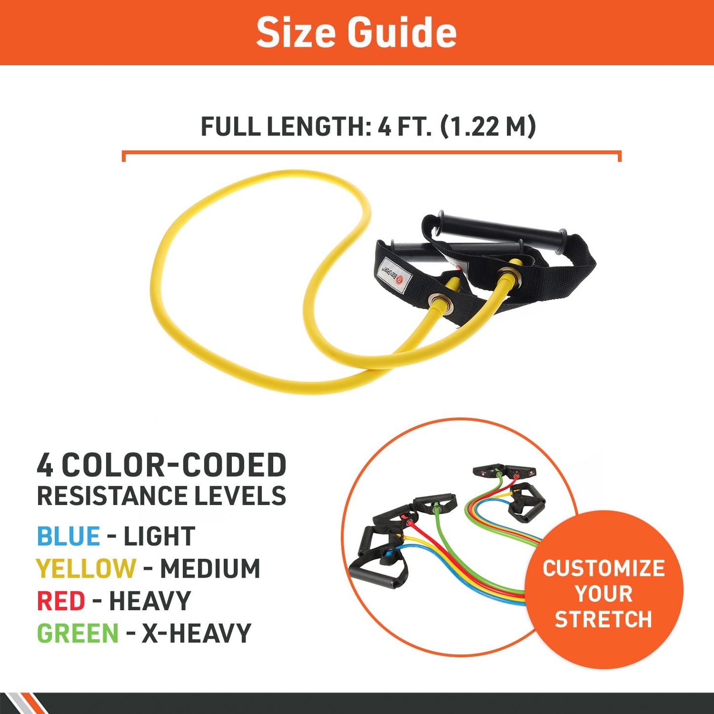 Body Sport Resistance Tubes, Medium Resistance, Yellow
