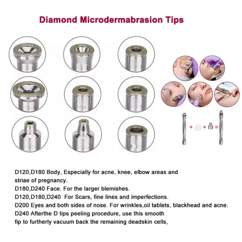 Diamond Microdermabrasion Machine，3 in 1 Demabrasion Facial Peeling with Vacuum Glass Tube Spray Bottle Skin Care Device for Salon Personal Home Use