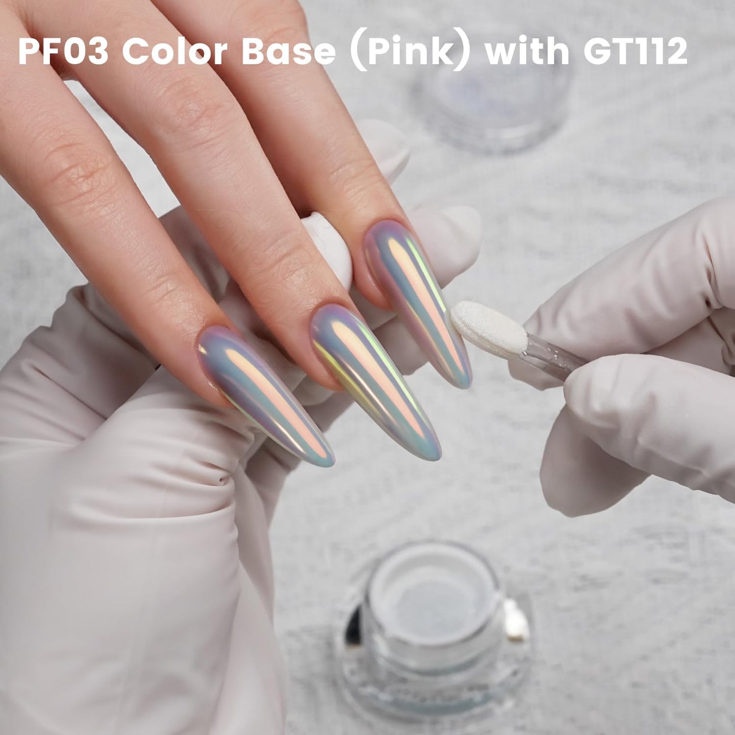 Yokefellow GleamTap Cushion Aurora Chrome Nail Powder -Mermaid Aurora Effect,Nail Art Glitter Decoration for Home DIY Salon Manicure (GT112 Golden Hour/Purple Blue with Light Orange Sheen)