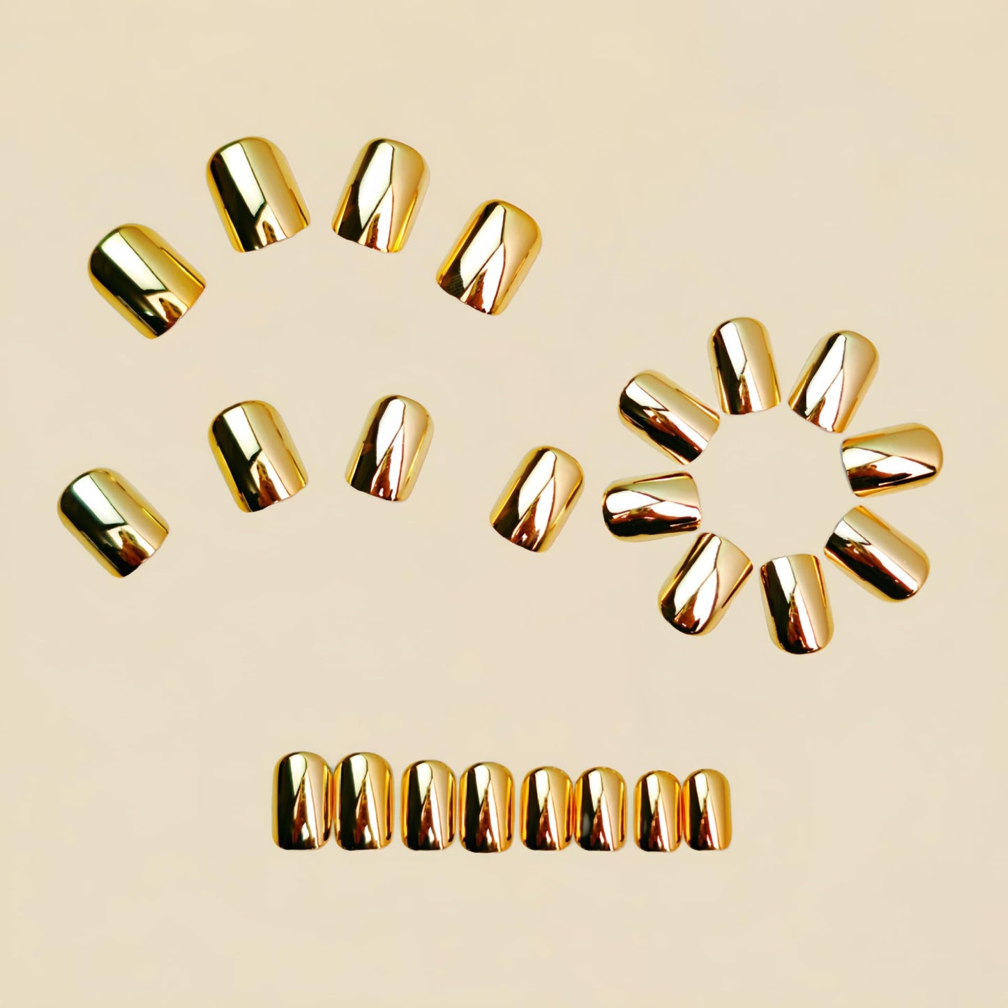 Gold Chrome Press on Nails SHIQIXIANNV Short Square Fake Nails Metallic Mirror False Nail Design Electroplated Gold Glossy Acrylic Nails for Women Girl DIY Manicure Decoration 24Pcs