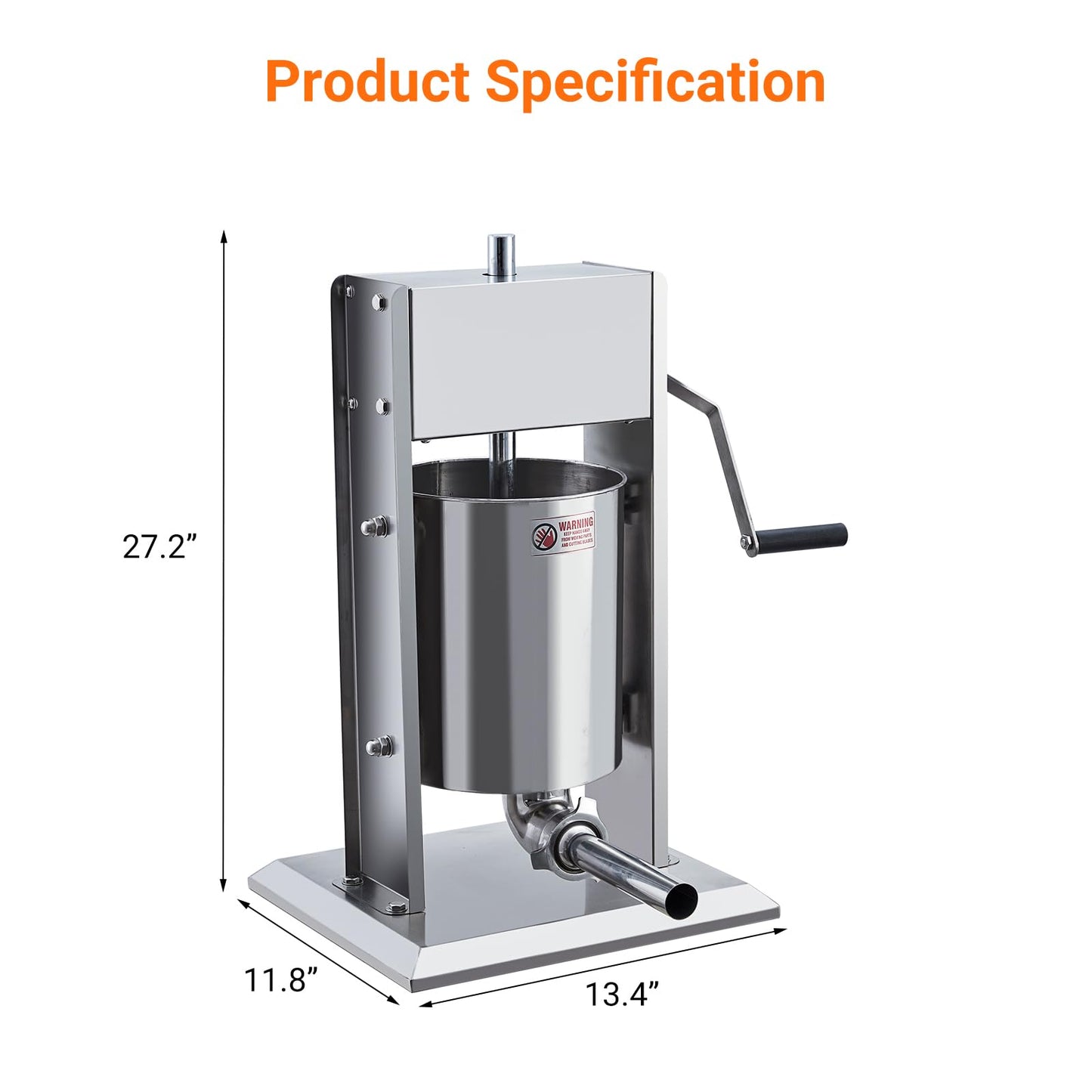 Sausage Stuffer, Manual 11LBS/5L Sausage Maker Machine, Meat Stuffer with Dual Speed, Stainless Steel Heavy Duty Sausage Filler with 5 Stuffing Tubes, for Commercial and Home Use