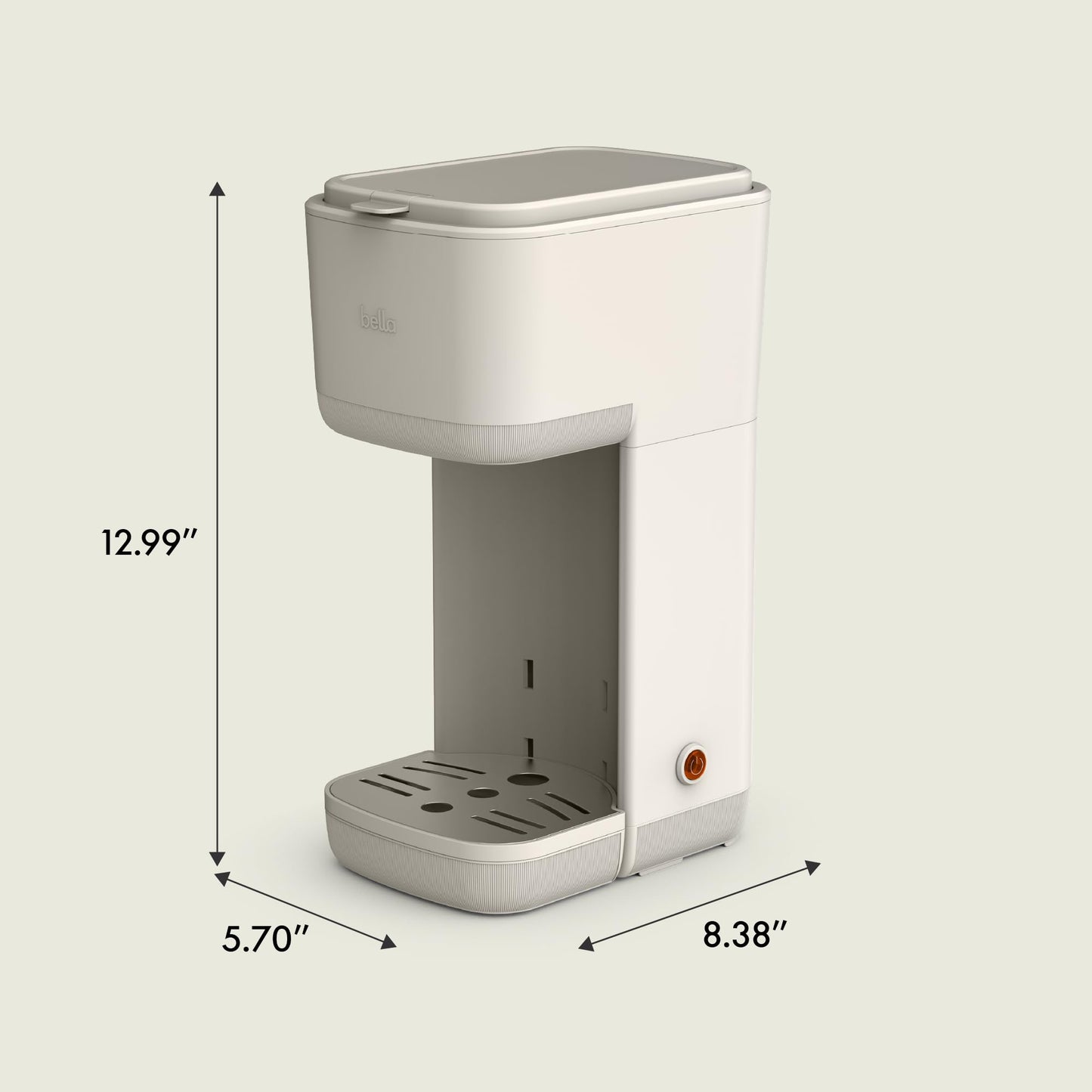 BELLA Single Serve Coffee Maker, K Cup & Coffee Ground Compatible with Removable, Adjustable Drip Tray, Auto Shutoff & Reusable Dishwasher Safe Accessories, Brews 6oz to 14oz, 1000 Watt, Oatmilk