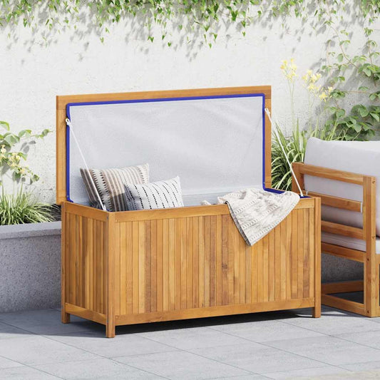 Kalmrek Patio Storage Box 44.9"x19.7"x22.8" Solid Teak Wood Outdoor Deck Garden Chest Bench with Lid Handle Organizer for Yard Porch Furniture