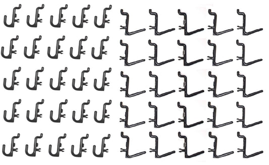 JSP Manufacturing Plastic Locking J Hook & L Hook Pegboard Kit | Garage Tool Craft Jewelry Storage Pegboard Organizer (200, Black)
