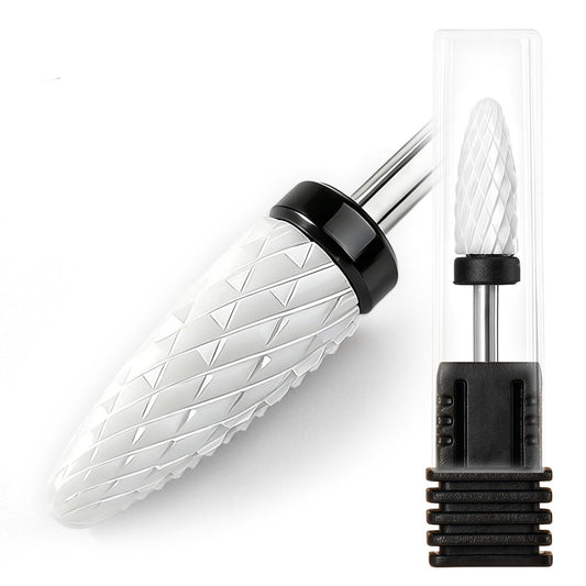 Fantexy Ceramic Nail Drill Bit - 3/32'' Cone Shape White Ceramic Bit for Acrylic & Gel Nails, White Ceramic Cone File Bit for Nail Art,Manicure,Pedicure,Gel,Cuticle Clean(Extra Coarse - XC)