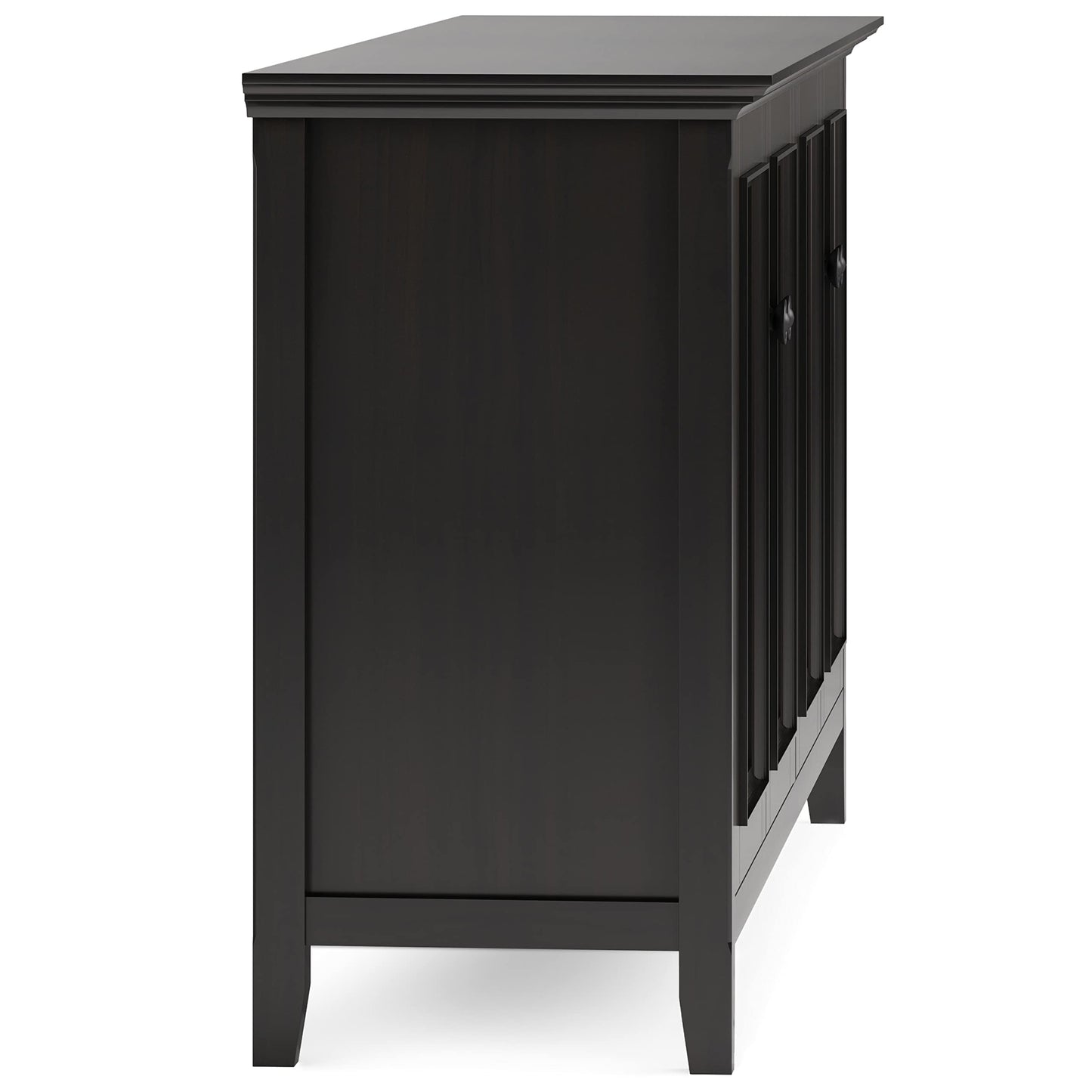 SIMPLIHOME Amherst Storage Cabinet - 66 inch Wide Solid Wood 4-Shelf Sideboard Cabinet in Hickory Brown, Transitional Buffet for Living Room or Dining Room with 4 Doors and Adjustable Shelves