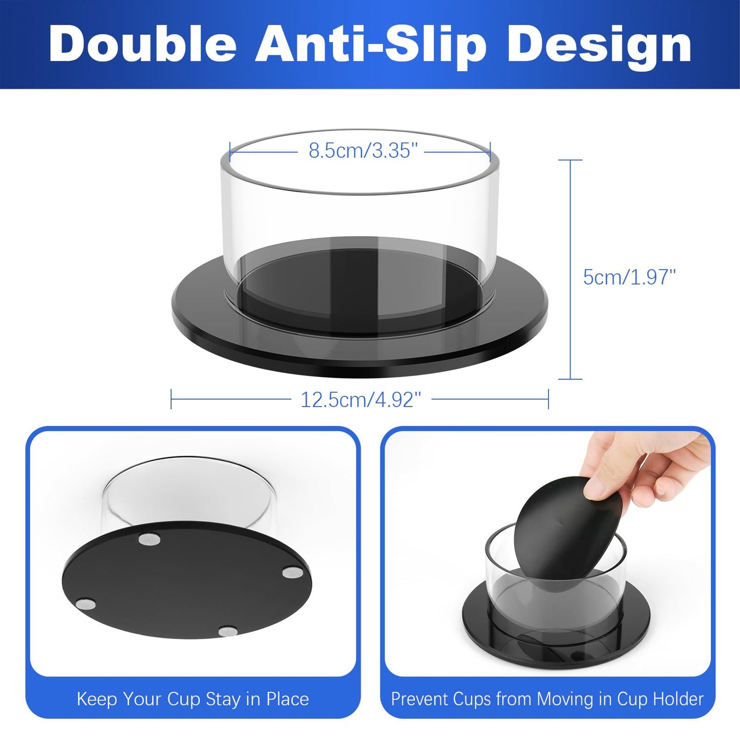 Cup Drink Holder for Stanley 30/40oz Tumbler with Handle & IceFlow 20/30oz, Drink Coaster with Anti-Slip, Anti-Spill Table and Desk Cup Holder Fits Most Water Bottles Under 3.35"(Not Include Cup)