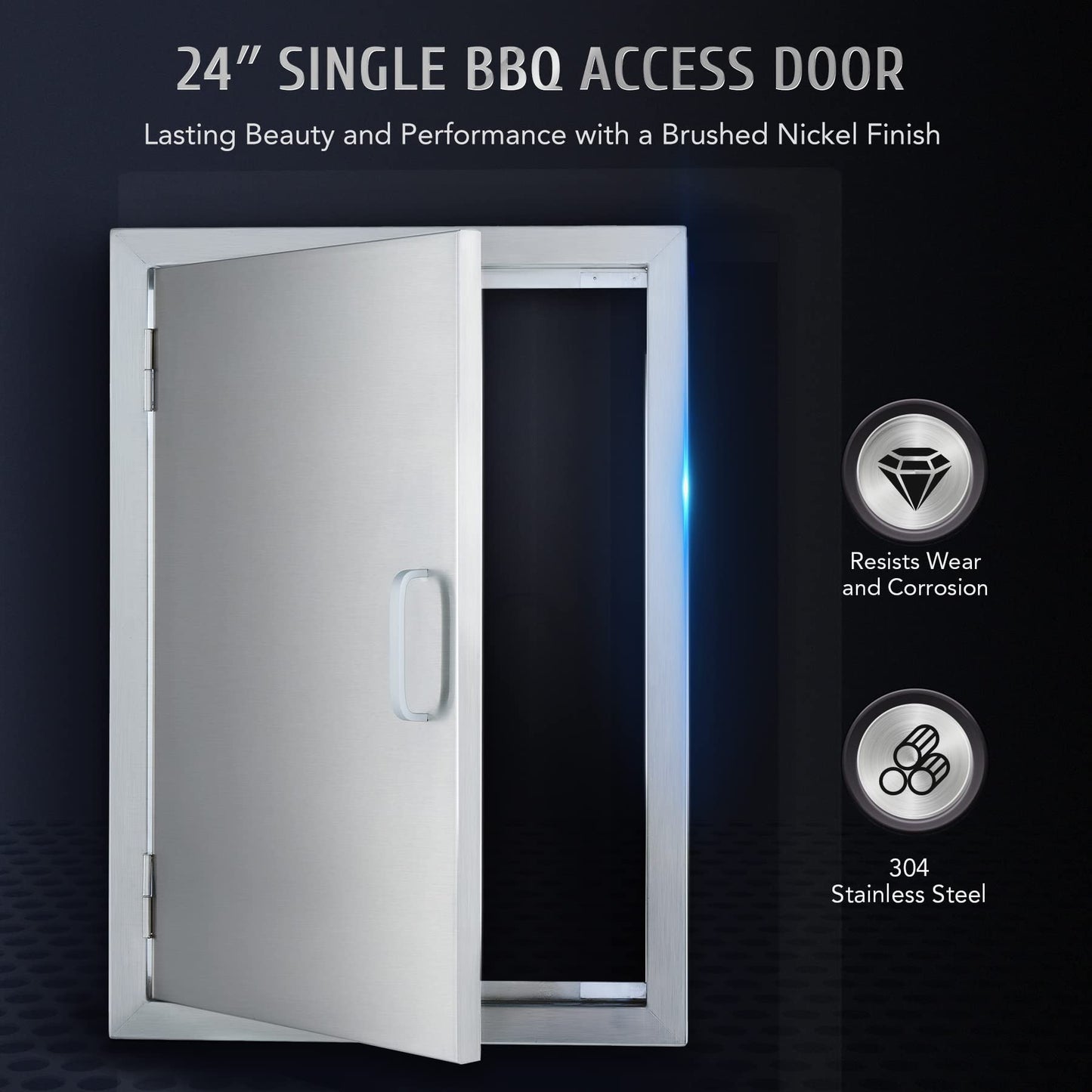 CO-Z Outdoor Kitchen Doors, Weatherproof 304 Stainless Steel Built in Single Access Doors for Outside Kitchen Commercial Grilling Grill BBQ Island Barbeque Station Storage Cabinet (17" x 24")