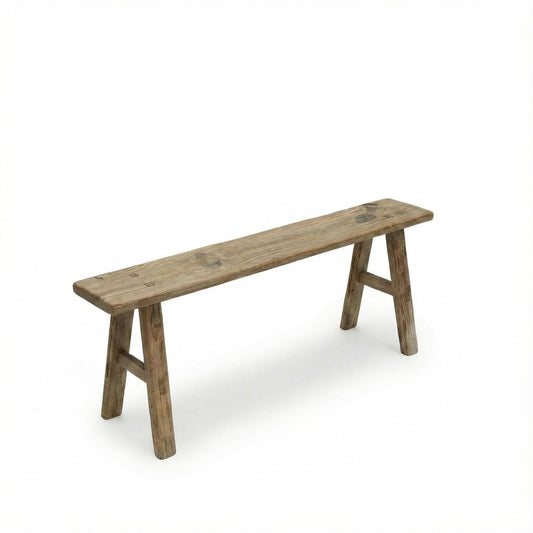 Handmade Wooden Entryway Bench - Vintage Noodle Style for Living Room, Bedroom, or Hallway - Durable Weathered Wood Finish for Rustic Home Decor