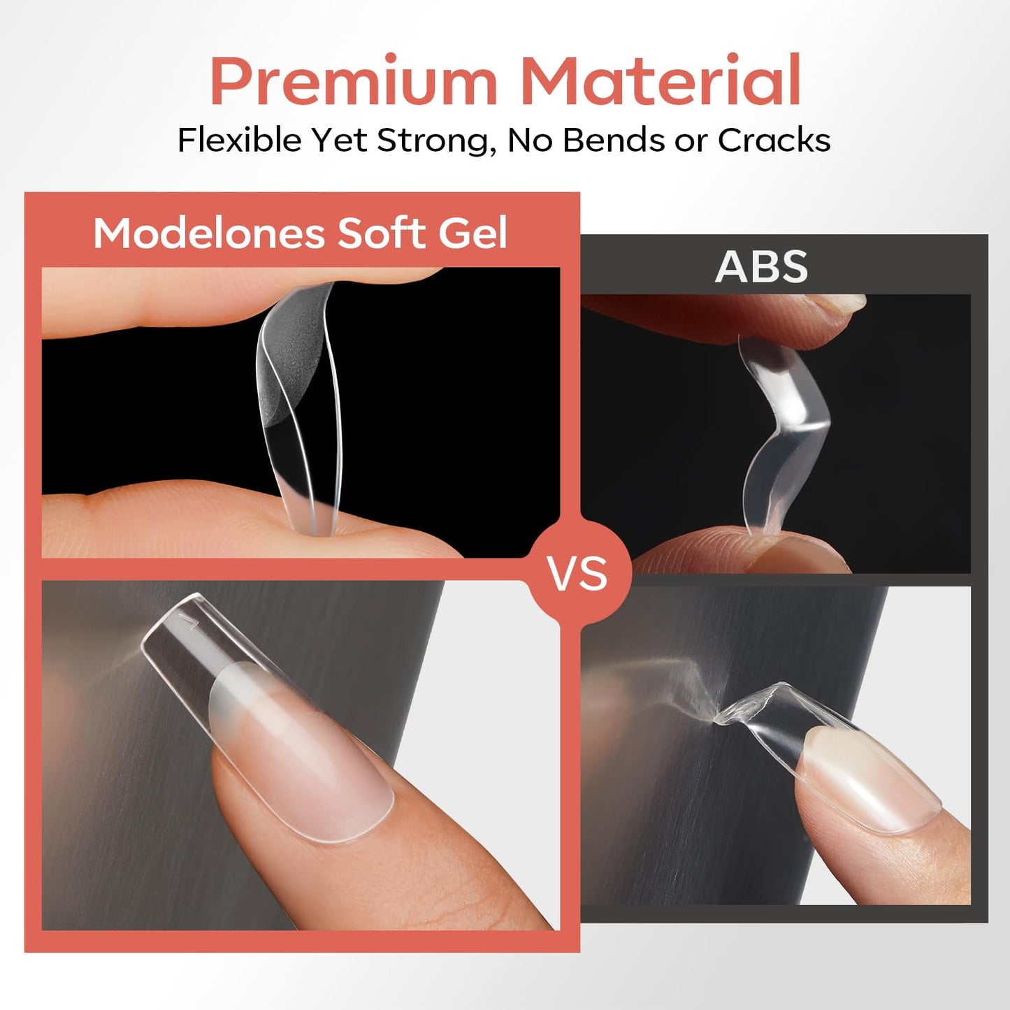 modelones Short Coffin Nail Tips, 360pcs Pre-etched 15 Sizes Clear Fake X Nail Gel Press On Full Cover Half Matte Acrylic Gel Tips for Extension Salon