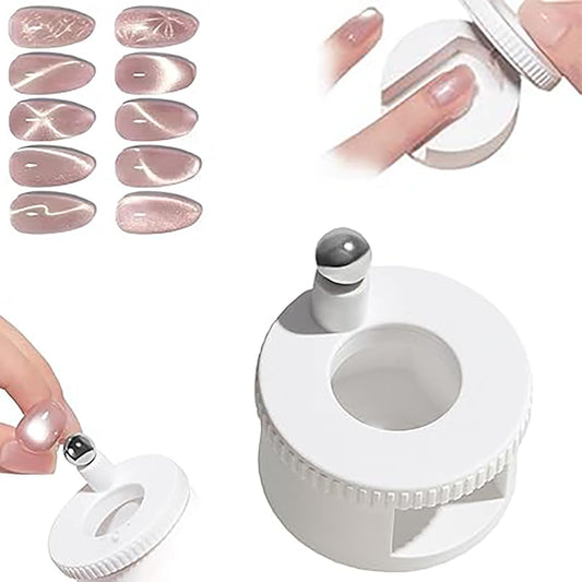 2026 New Rotating Cat Eye Magnet, Beginner Friendly Nail Tool with Uniform Magnetic Force and Excellent Light Absorption, Can Easily DIY Glossy Cat Eye Effect (1*White+1*Ball Magnet)