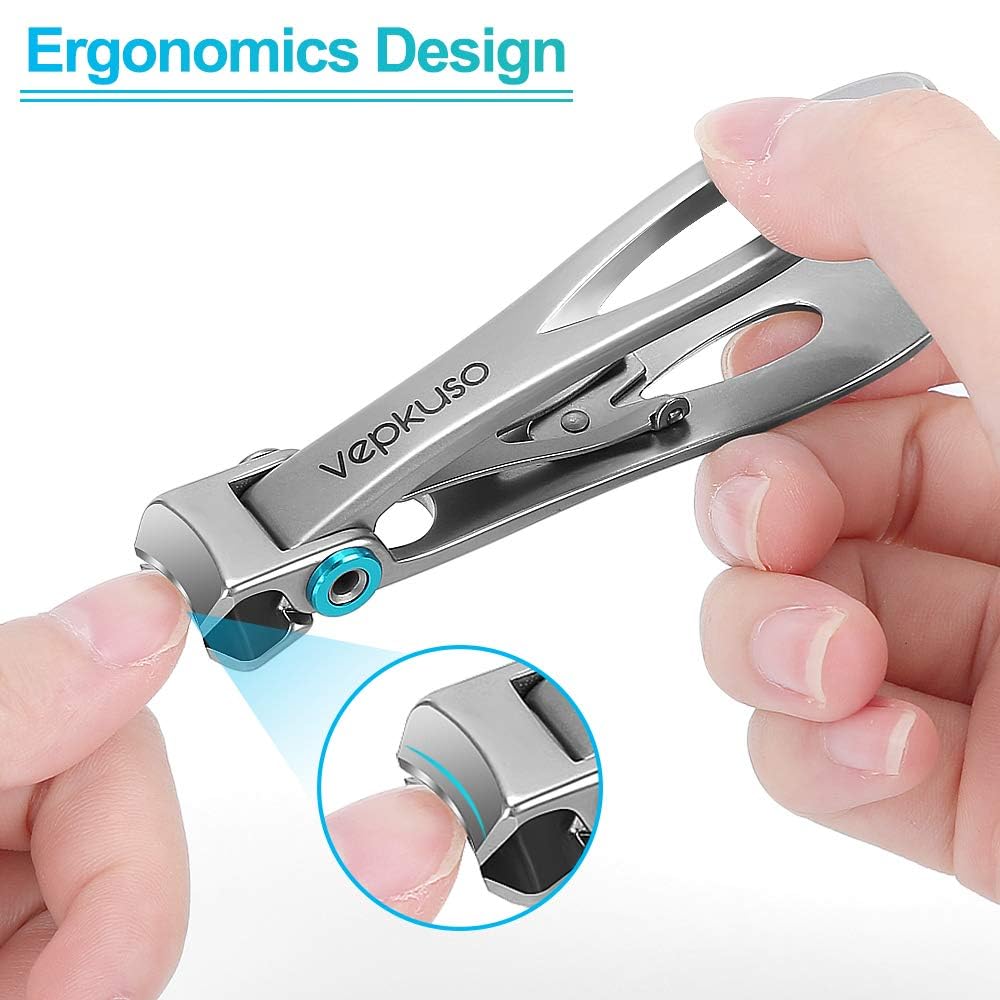 Vepkuso Toenail Clippers & Nail Clippers Set for Seniors - Heavy-Duty Long Handled Toenail Clippers for Thick Toenails, Men & Women | Hygienic Manicure Set | Gift Idea