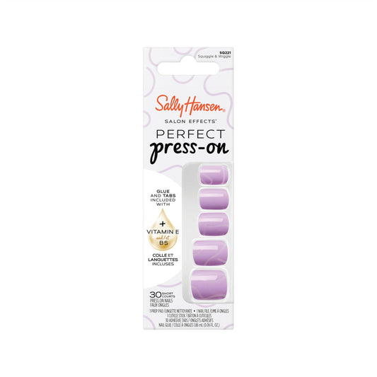 Sally Hansen Salon Effects Perfect Press-On Nails | Square Shape | Easy to Apply, Non-Damaging | 30 Nails, Nail Glue, Adhesive Tabs, File | Squiggle & Wiggle