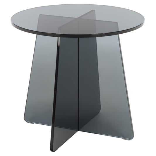 SAFAVIEH Furniture - Latika Tinted Accent Table - Grey Tinted Glass - Fully Assembled - Ideal for Living Room, Bedroom, 19.7" W x 19.7" D x 17.7" H (ACC7301A)