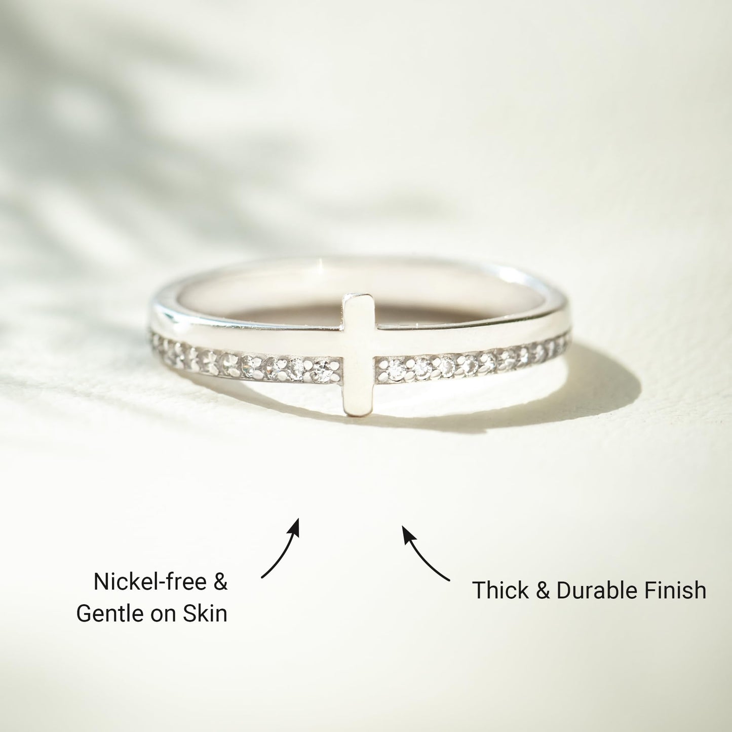 STORYJEWELLERY Christian Jewelry for Women, Cross Rings for Women, Silver Purity Ring, Christian Ring, Confirmation Gifts, Baptism Gifts, Size 12