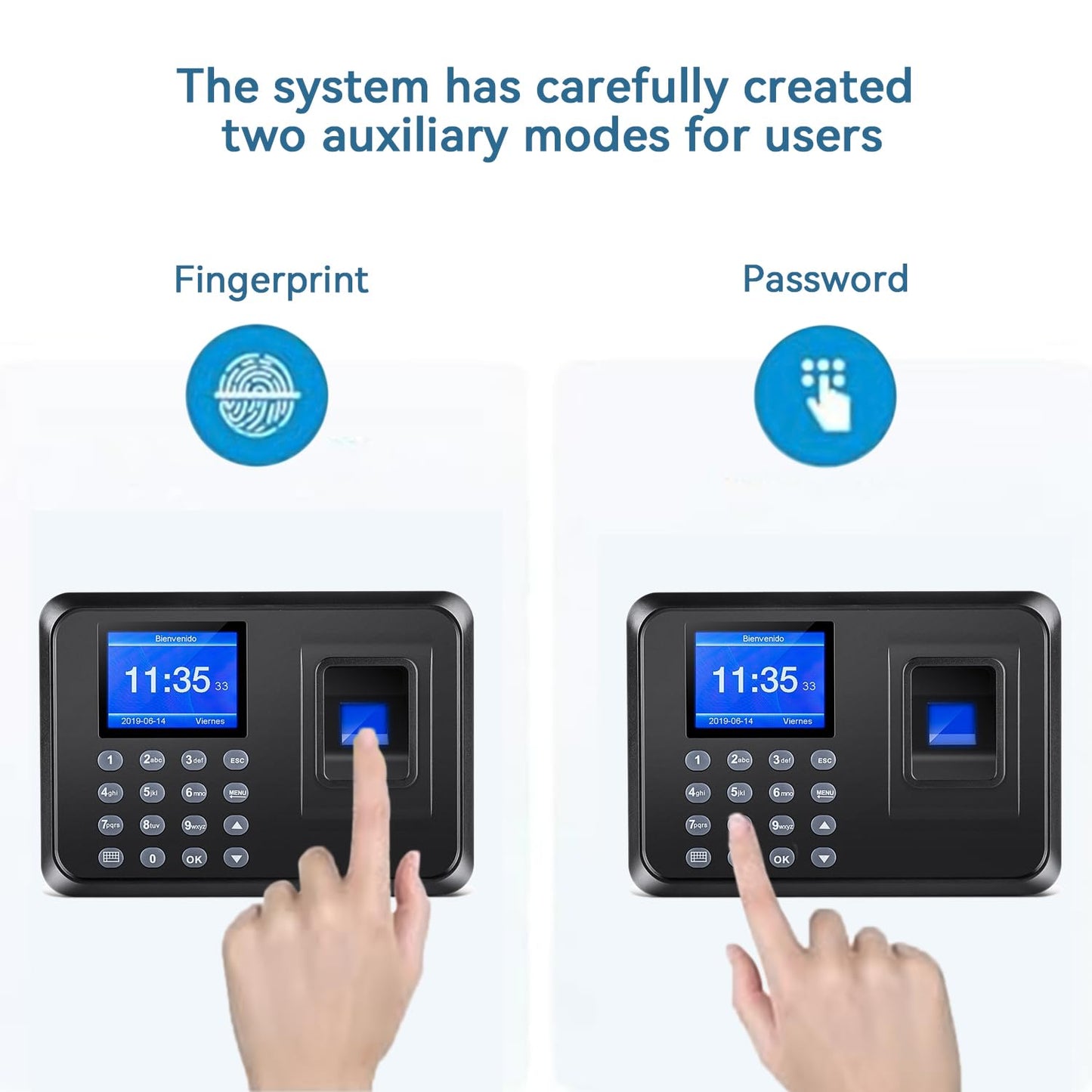Time Clocks for Employees Small Business, Time Clock, Attendance Machine with Fingerprint, and Password Punching in One,Office