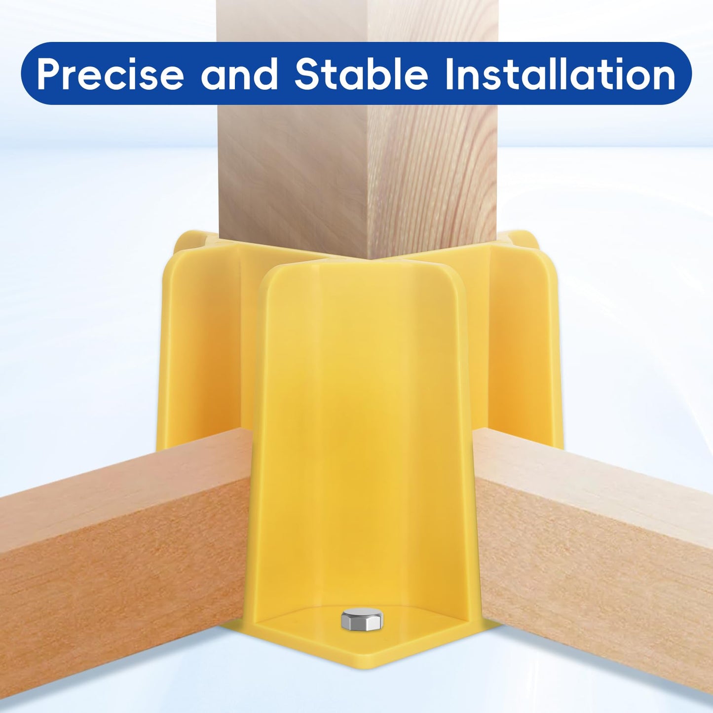 4-Pack Yellow Guardrail Base Boot with Toe Board Slot, Reusable Fall Protection Base for Scaffolding, Temporary Guardrail Systems for Residential and Commercial Construction