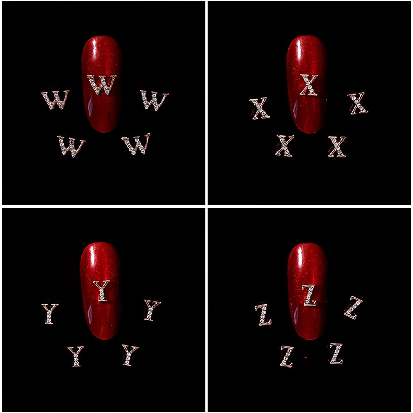 SILPECWEE 104 Pieces Letters Nail Charms Rose Gold Nail Letters 3d Nail Art Charms Alphabet Letters for Nails Metal Nail Jewels Nail Decoration DIY Craft