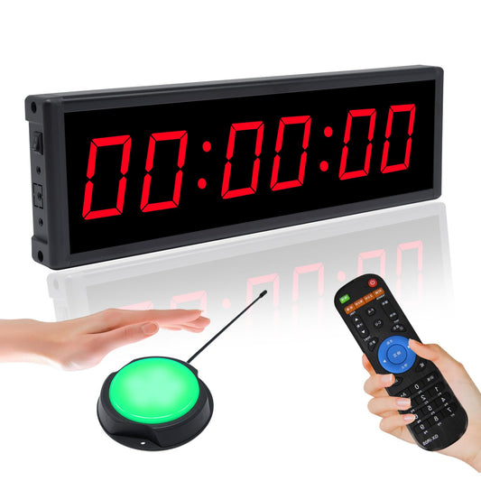 Digital Gym Timer Clock with Wireless Start/Stop Button, Workout Clock with Remote Control, Wall Clock for Home Gym with Interval Timer, Stopwatch, Count Up/Down
